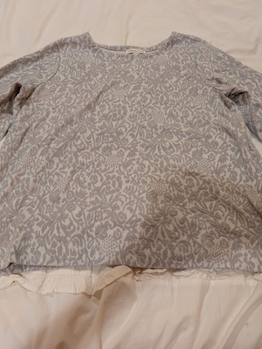 Coldwater Creek Light Gray Patterned Sweatshirt XL